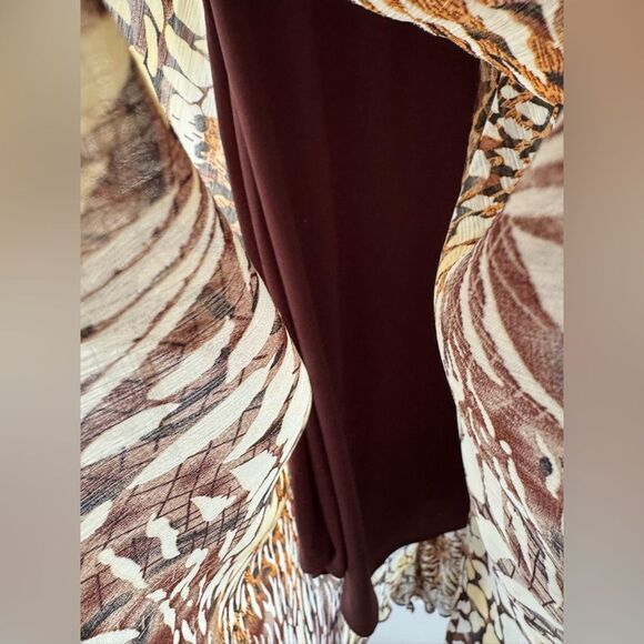 Chris McLaughlin Brown Chiffon Animal Print Asymmetrical Midi Dress Size M/L - Picture 5 of 11
